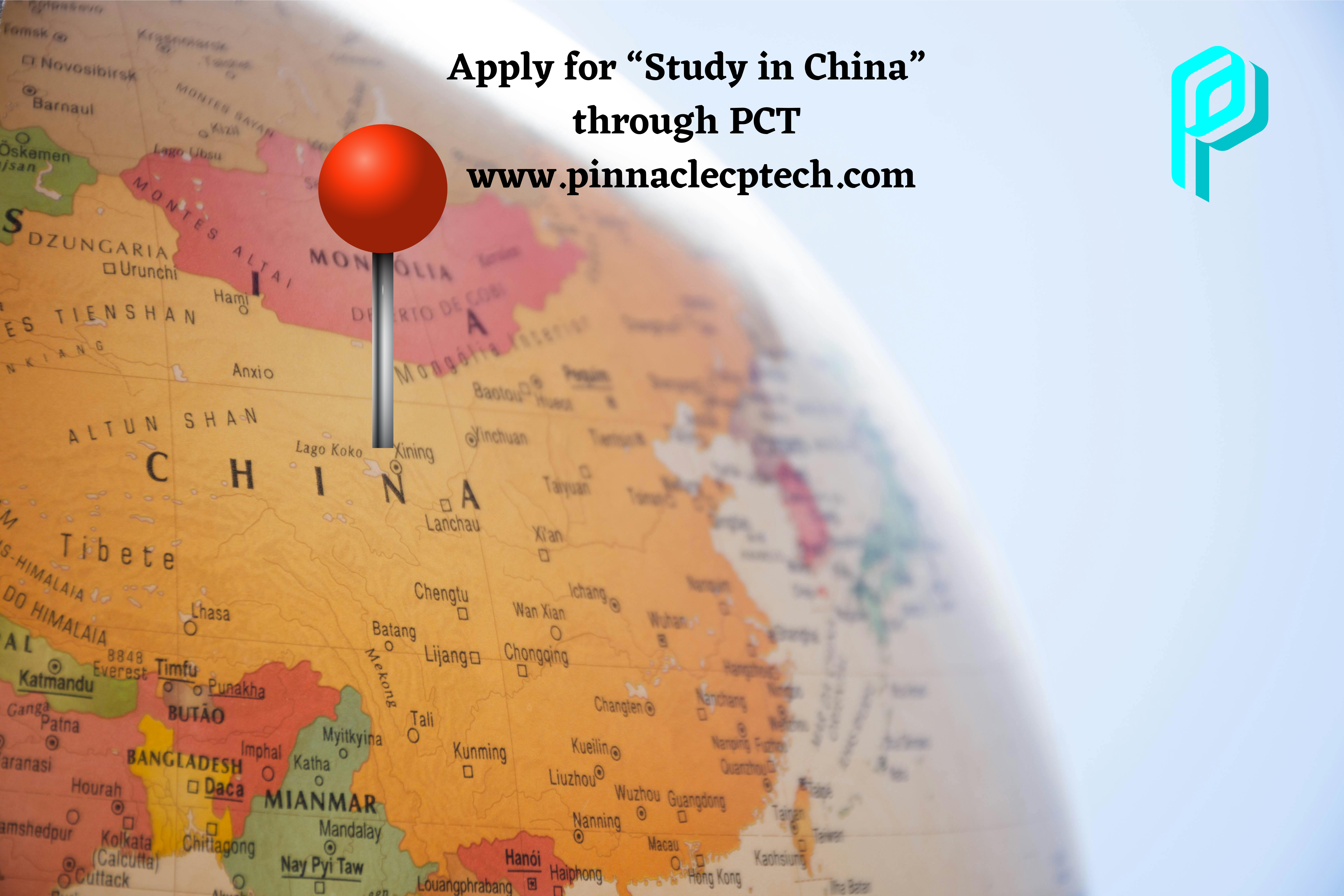 map showing pct education helping to apply for study in China